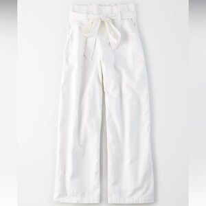 American Eagle High-Waisted Paperbag Wide Leg Pants White Women’s Size Large